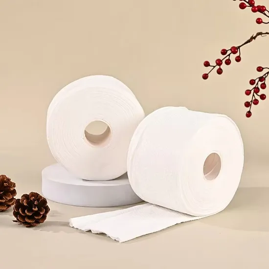 OEM 100% Vegetable Fiber Facial Tissues Roll Lint Free Facial Extra Thick Dry and Wet Use for Sensitive Skin Cleansing Towels Disposable 